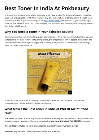 Best Toner in India at Pnkbeauty