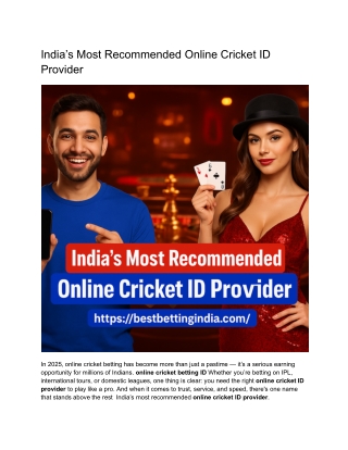 India’s Most Recommended Online Cricket ID Provider
