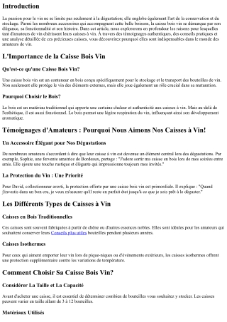 Témoignages d'Amateurs : Pourquoi Nous Aimons Nos Caisses à Vin!