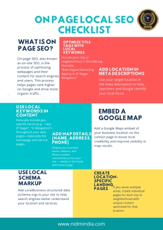 ON PAGE LOCAL SEO CHECKLIST