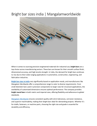 Bright bar sizes india-Mangalamworldwide