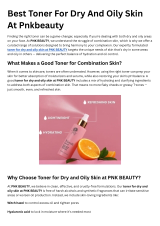 Best Toner For Dry And Oily Skin At Pnkbeauty
