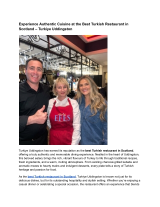 Best Turkish Restaurant in Scotland – Turkiye Uddingston