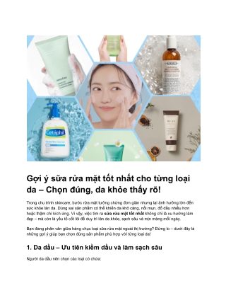 Sữa rửa mặt tốt nhất