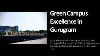 Green Campus International Schools in Gurugram with Eco-Friendly Infrastructure