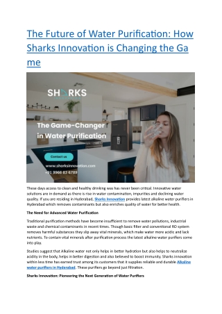 The Future of Water Purification: How Sharks Innovation is Changing the Game