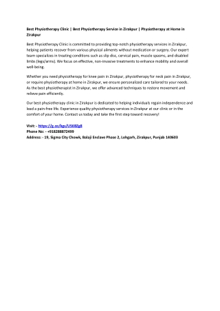 Best Physiotherapy Clinic