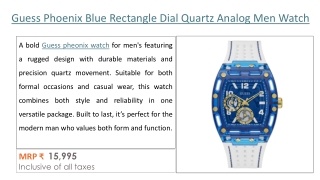 Guess Phoenix Blue Rectangle Dial Quartz Analog Men Watch