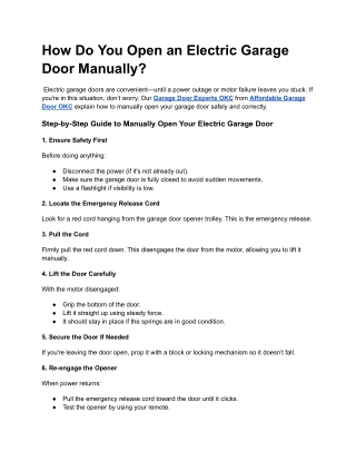 How Do You Open an Electric Garage Door Manually?