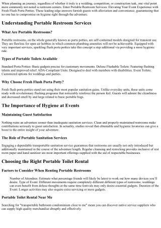 Portable Restroom Services: Elevating Your Event Experience with Fresh Flush Por