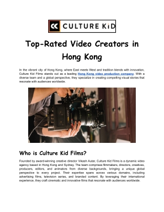 Top-Rated Video Creators in Hong Kong