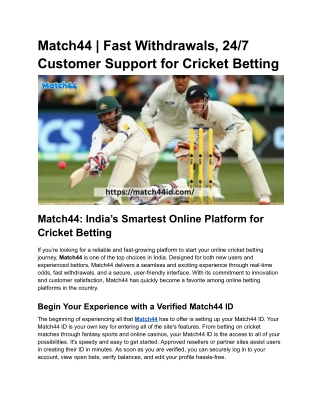 Match44 | India’s Smart Platform for Cricket Betting