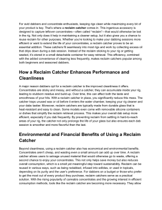 Why Every Dabber Needs a Reclaim Catcher in Their Setup