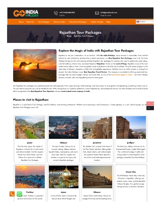 Explore Rajasthan Tour Packages – Best Travel Tour Packages for Rajasthan | Pack