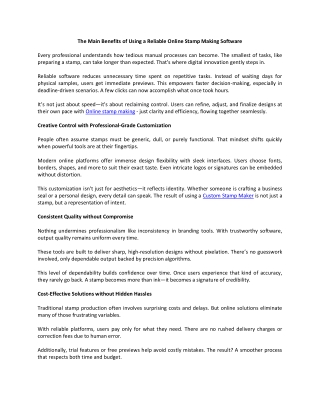 Benefits of Using a Reliable Online Stamp Making Software