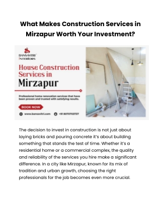 Trusted Construction Services in Mirzapur by Experts