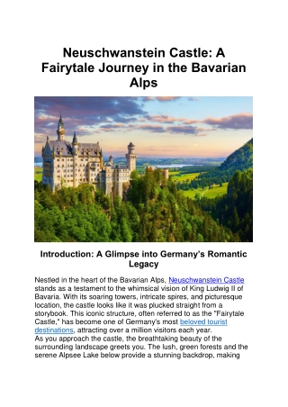 Neuschwanstein Castle A Fairytale Journey in the Bavarian Alps
