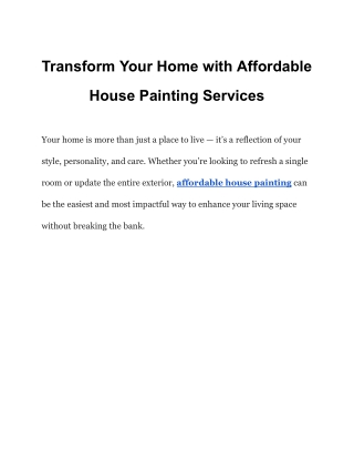 Affordable House Painting: What Every Homeowner