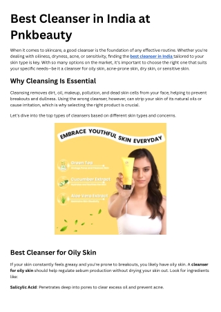 Best Cleanser in India at Pnkbeauty