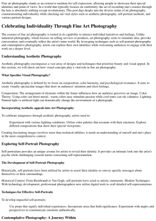 Celebrating Individuality Through Art Photography