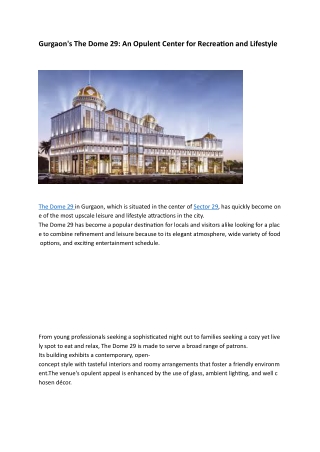 The Dome 29 Gurgaon