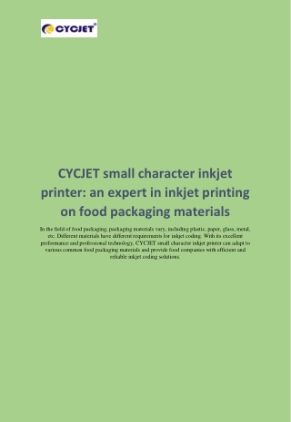 CYCJET small character inkjet printer an expert in inkjet printing on food packaging materials