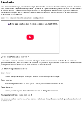 Caisse wood wine : un élément incontournable des dégustations