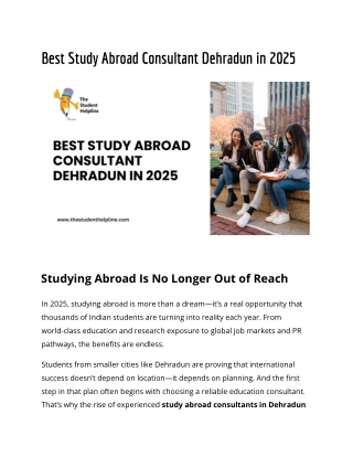 Best Study Abroad Consultant Dehradun in 2025