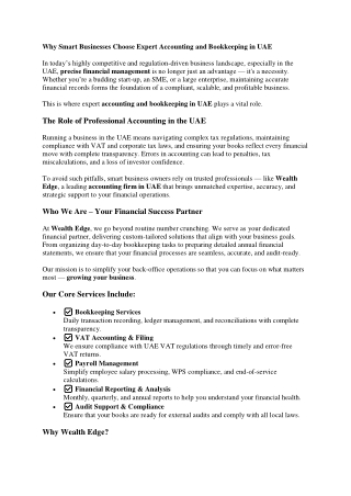 Wealth Edge Accounting and Bookkeeping in UAE
