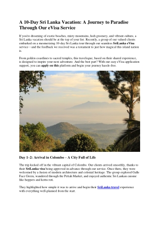 Discover the Wonders of Sri Lanka Tourism
