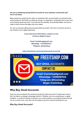 Are you considering buying Gmail accounts for your business or personal use