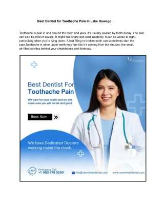 Best Dentist for Toothache In Lake Oswego !