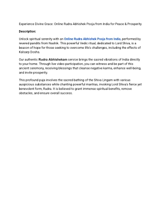 Experience Divine Grace_ Online Rudra Abhishek Pooja from India for Peace & Prosperity