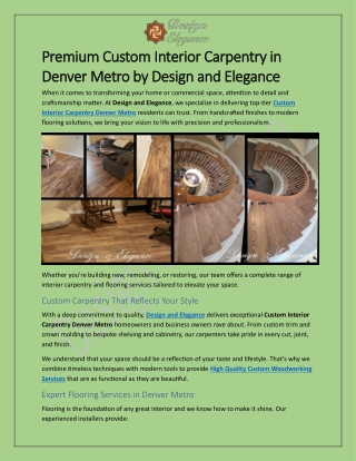 Custom Interior Carpentry in Denver Metro by Design and Elegance