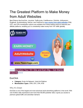 The Greatest Platform to Make Money from Adult Websites