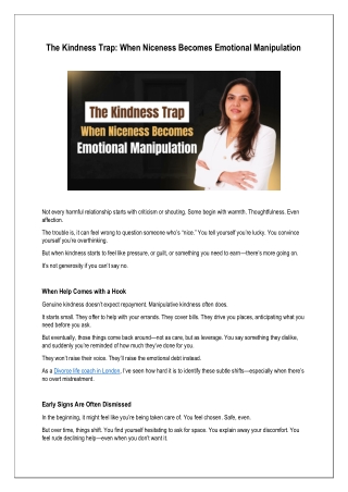 The Kindness Trap: When Niceness Becomes Emotional Manipulation