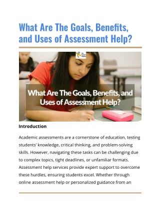 What Are The Goals, Benefits, and Uses of Assessment Help_