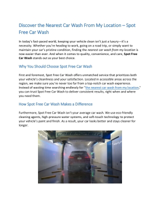 Discover the Nearest Car Wash From My Location