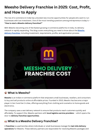 Meesho Delivery Franchise