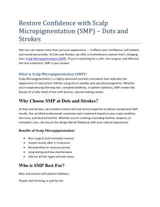 Restore Confidence with Scalp Micropigmentation