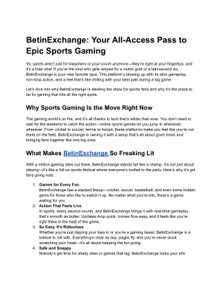 BetinExchange: Your All-Access Pass to Epic Sports Gaming