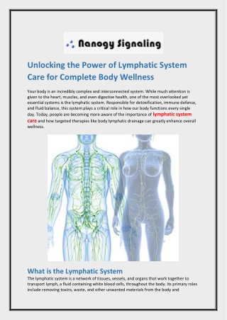 Unlocking the Power of Lymphatic System Care for Complete Body Wellness