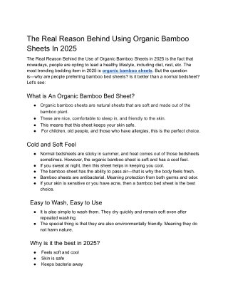 The Real Reason Behind Using Organic Bamboo Sheets In 2025