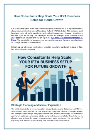 How Consultants Help Scale Your IFZA Business Setup for Future Growth