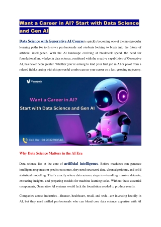 Data Science with Generative Ai Course Hyderabad | Online Ai