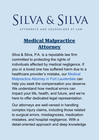 Medical Malpractice Attorney in Fort Lauderdale, FL: Fighting for Your Rights