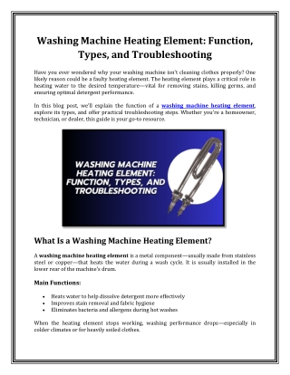 Washing Machine Heating Element: Function, Types, and Troubleshooting