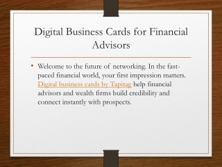 Digital Business Cards for Financial Advisors – Tapitag