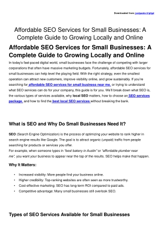 Affordable SEO Services for Small Businesses