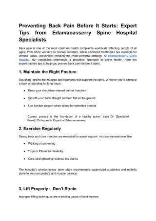 Preventing Back Pain Before It Starts_ Expert Tips from Edamanasserry Spine Hospital Specialists